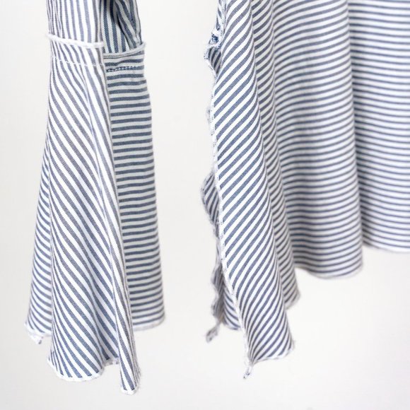 Theory Lexanda Mason Striped Bell-Sleeve Peplum Top - Picture 7 of 9